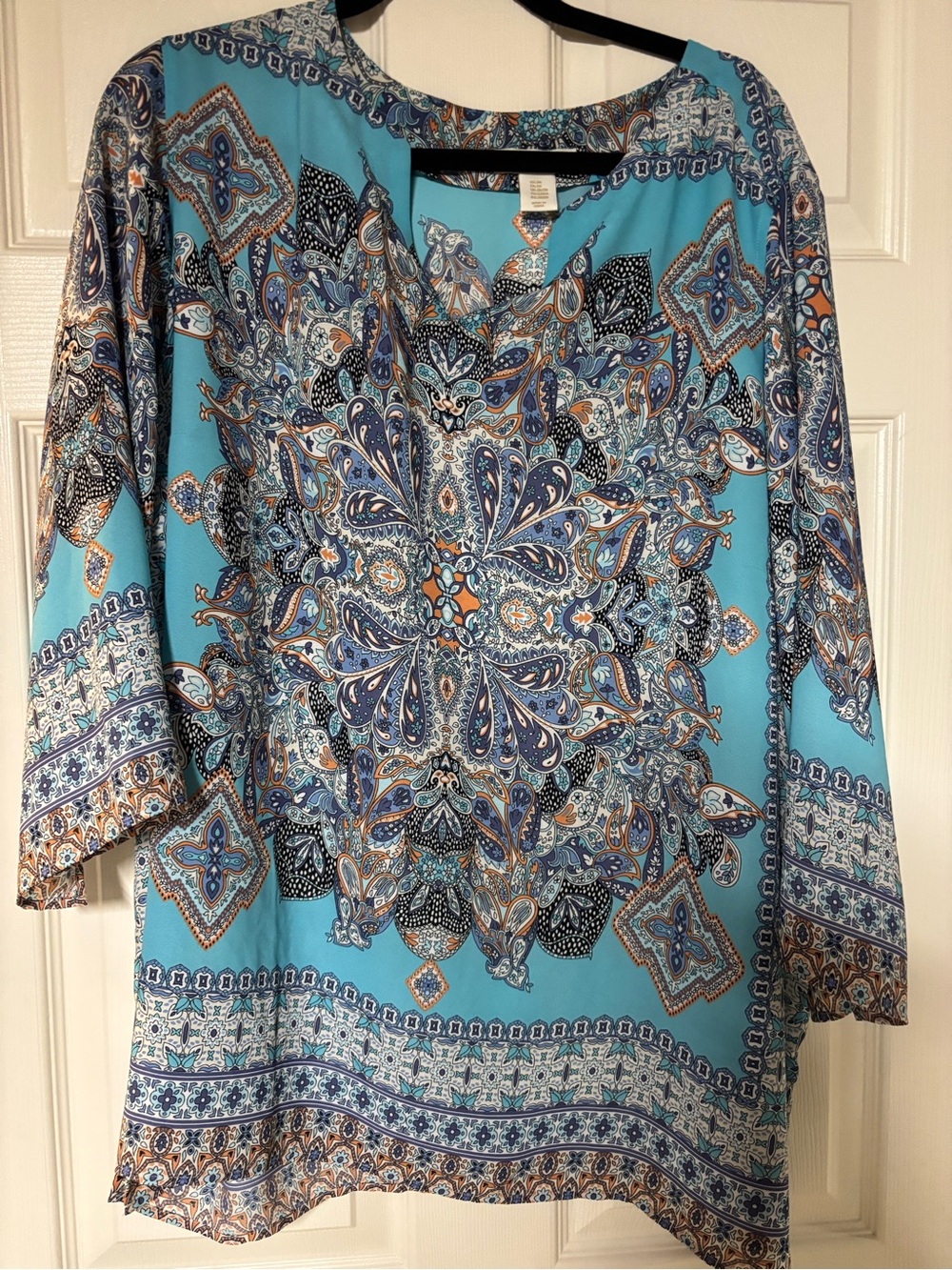 Cynthia Rowley Turquoise Paisley Medallion Blouse